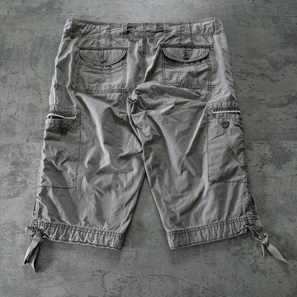 Vtg  American Eagle Y2K 10 Gray Capri Pant Embroidered Cargo Low Rise Gorpcore